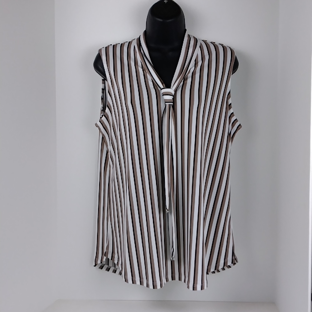 Adrianna Papell  Tie_Neck Blouse White Size M NWT